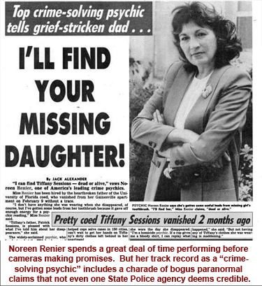 Noreen Renier, psychic detective, unsolved crimes, unsolved mysteries, Missing Persons,